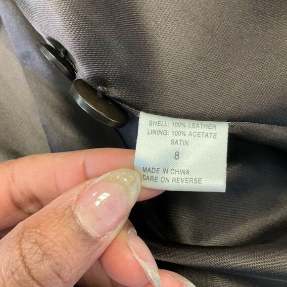 Elie Tahari Women's Brown Leather Jacket, size Medium (8) - Picture 3 of 8